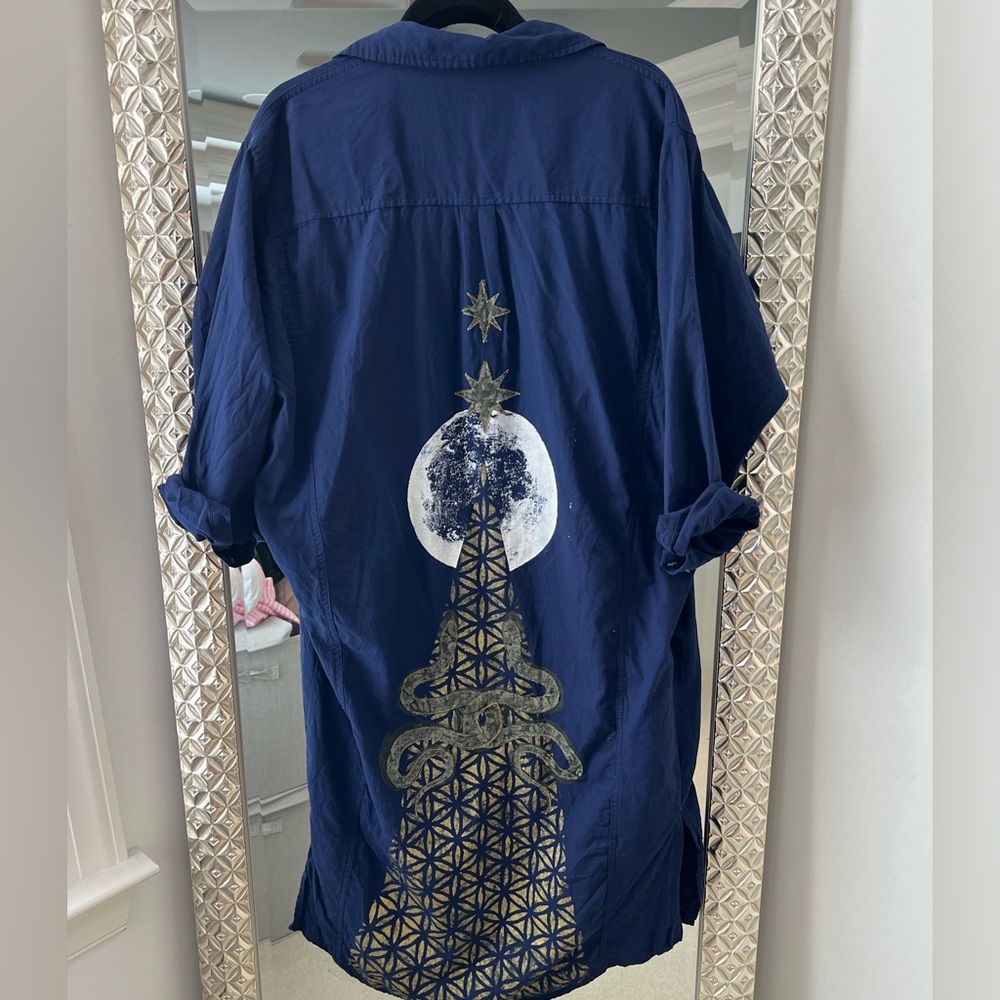 Wild Harvest Studio ‘Snake and the Moon’ button down shirt dress (NWOT)